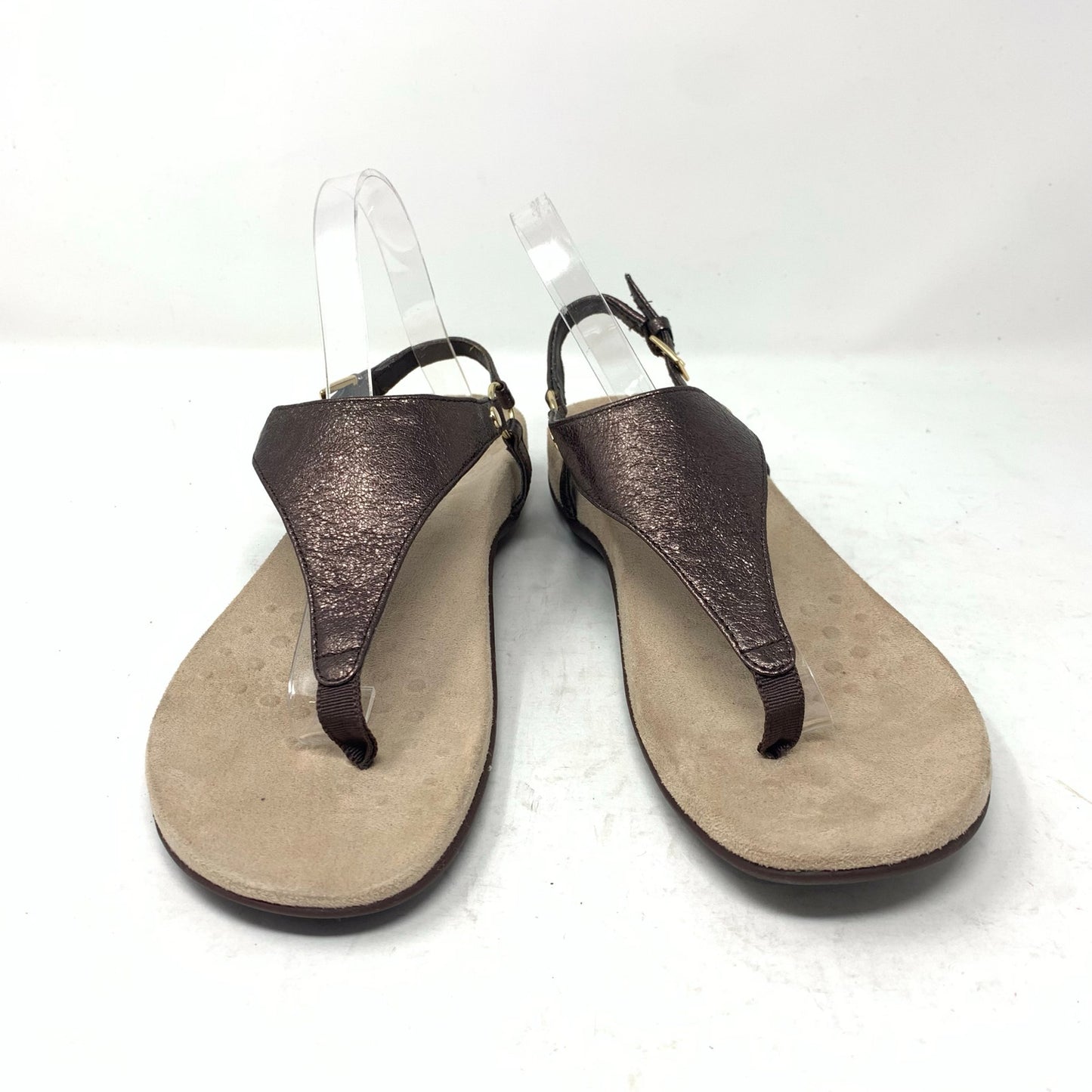 Vionic Kirra Size 9.5 Metallic Bronze Leather Slingback T Strap Toe Post Sandal