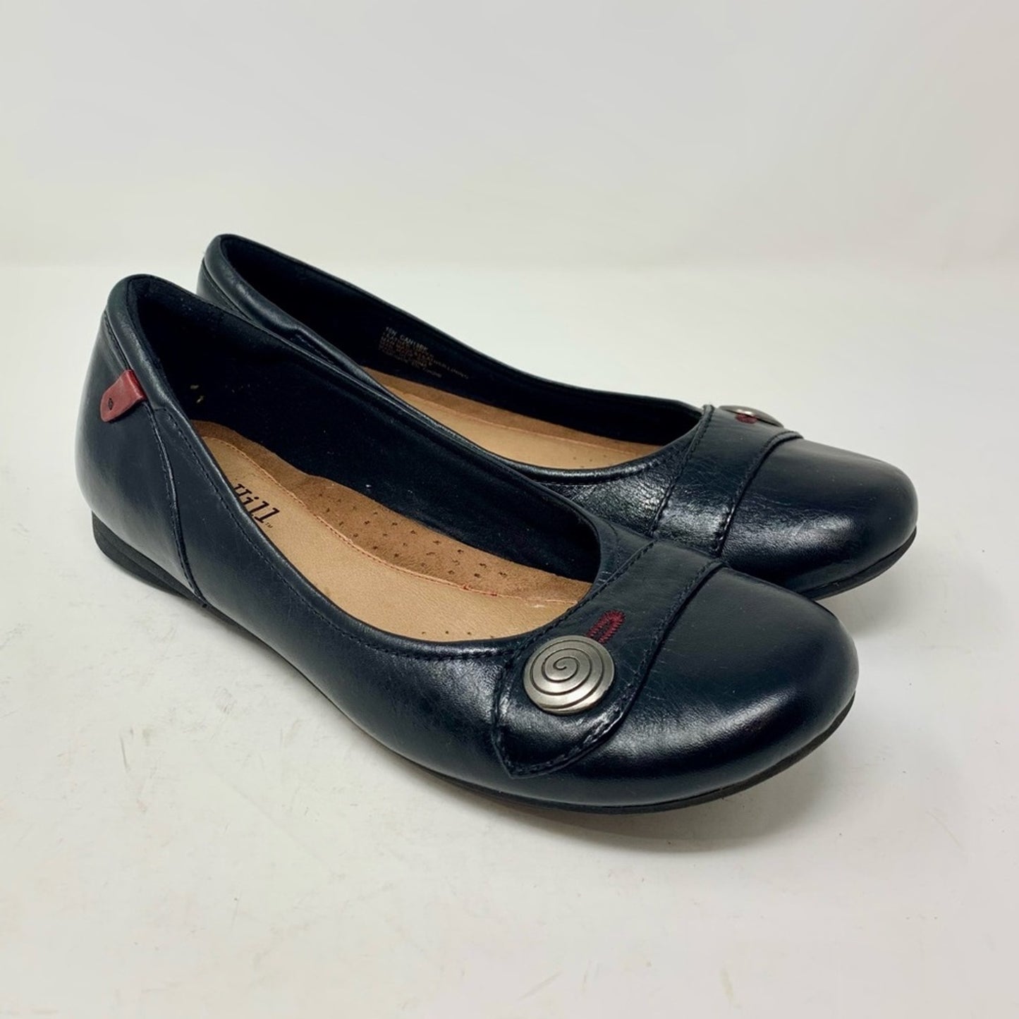 Rockport Cobb Hill Emma 10 N Black Leather Flats Classic Comfort Shoe
