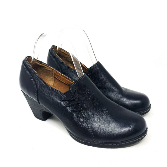 Eurosoft By Sofft Taja Size 9 Black Leather Slip On Mid Heel Comfort Shoe