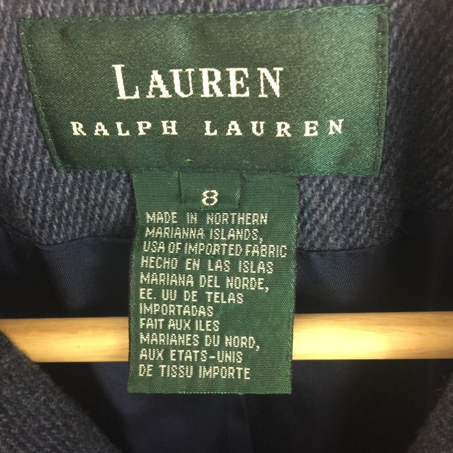 LRL Size 8 Slate Blue Moto Zip Jacket Asymmetric 100% Lambswool