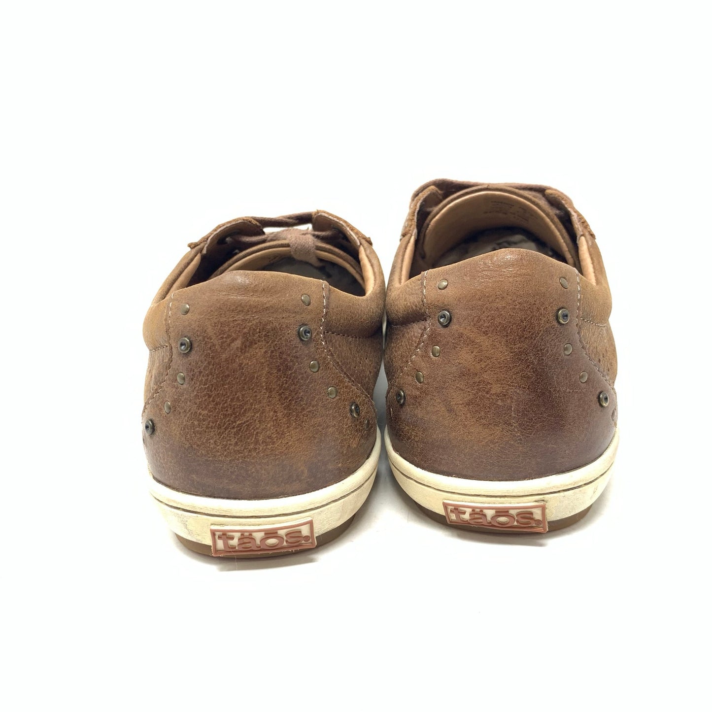 Taos Freedom 8.5 Brown Leather Lace Up Sneakers Studded Distressed Casual
