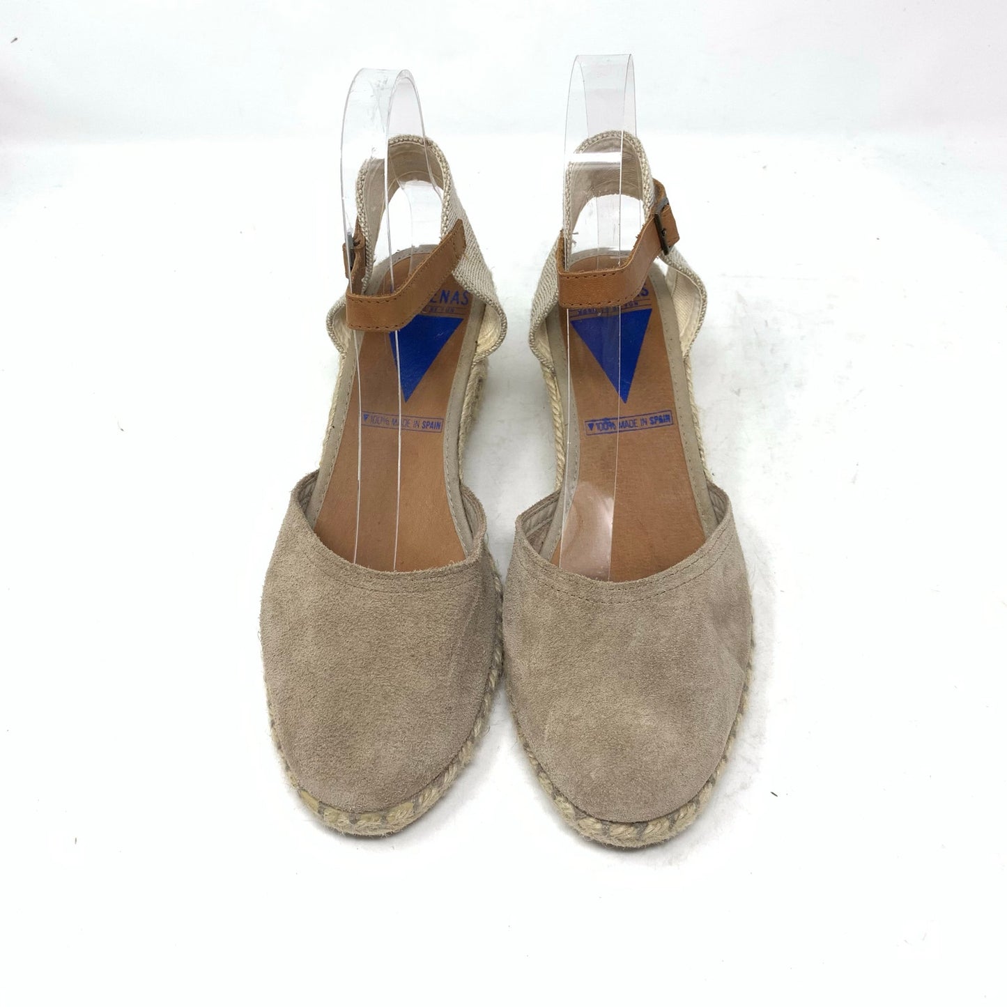 Verbenas Tan Suede Espadrille Wedges Malena Serraje Piedra Size 39 Jute Sandal