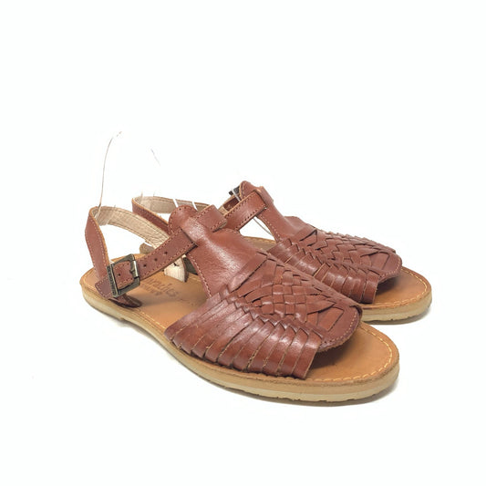 Huaraches By Bearpaw Brown Leather Woven Sandals Slingback Size 9 Classic