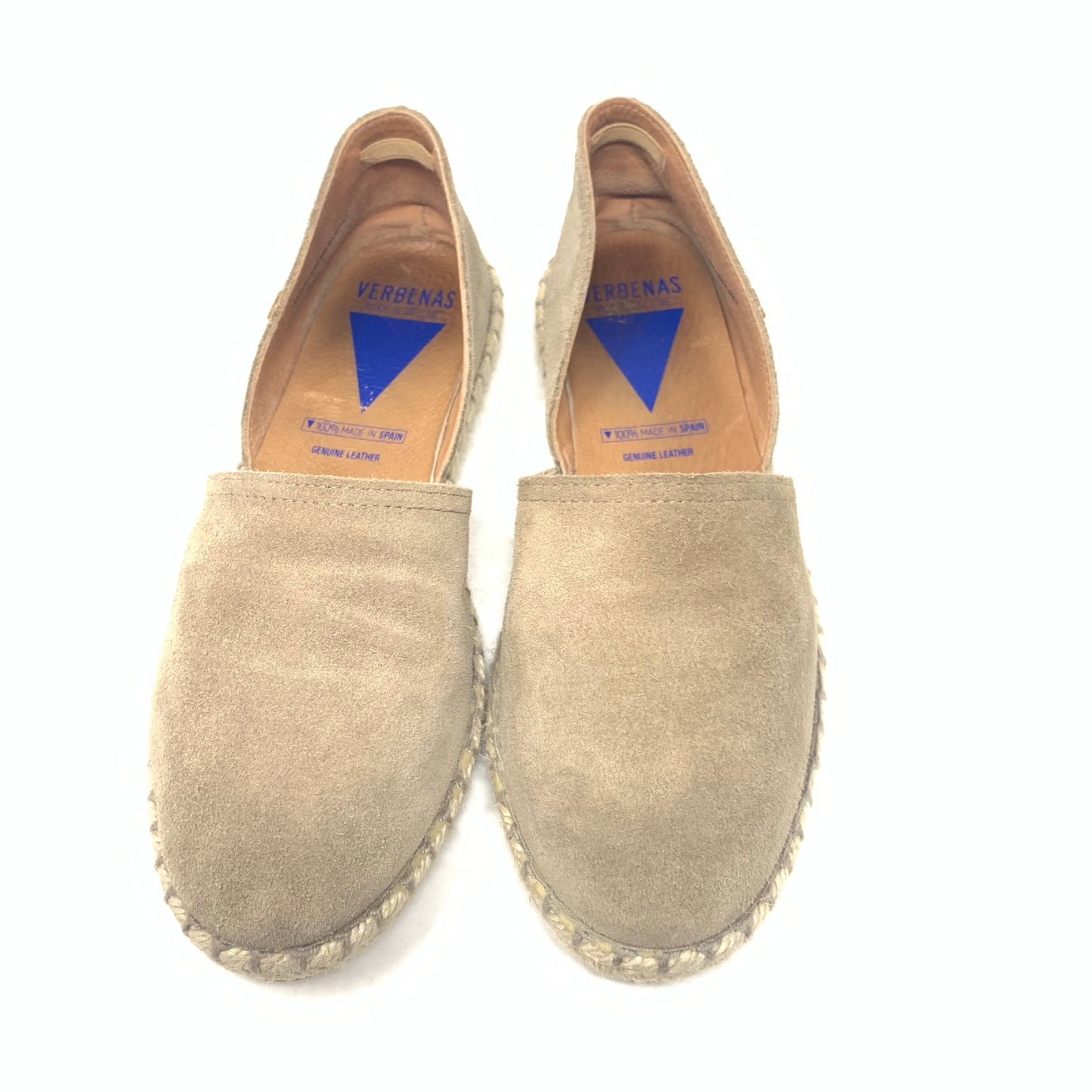 Verbenas Carmen Suede Espadrille D’Orsay Flat Taupe Tan Suede Leather Size 40