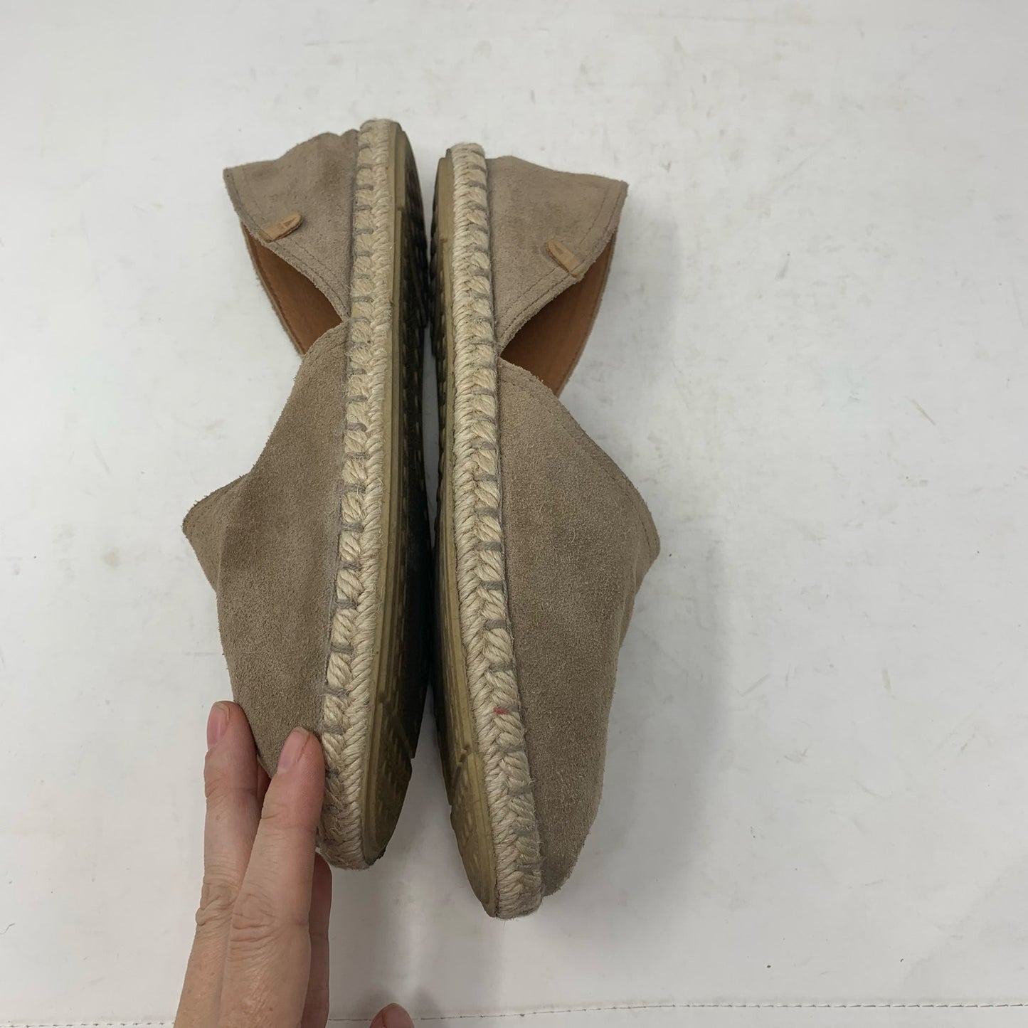 Verbenas Carmen Suede Espadrille D’Orsay Flat Taupe Tan Suede Leather Size 40