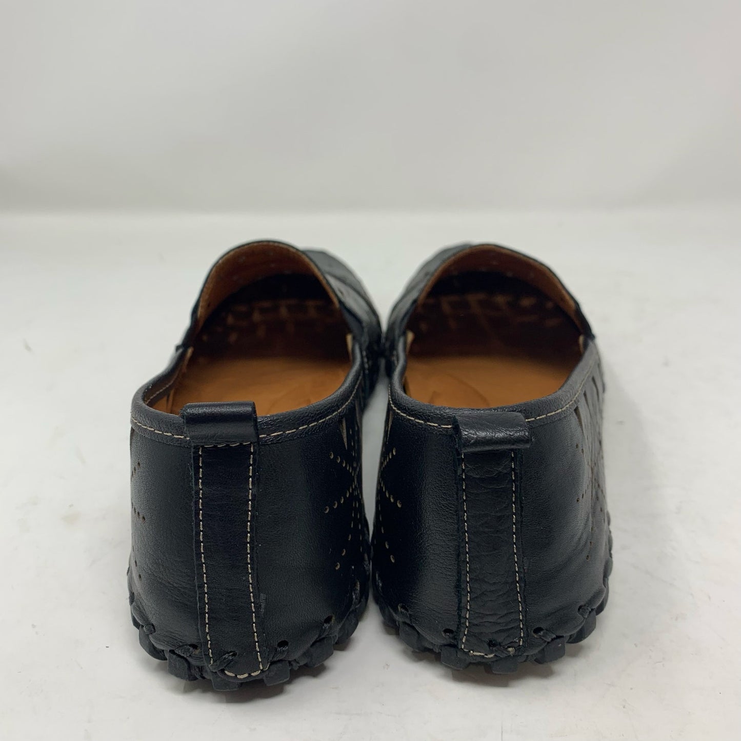 Spring Step Fusaro Flat Slip On Loafer Shoe Black Leather Laser Cutout Size 41