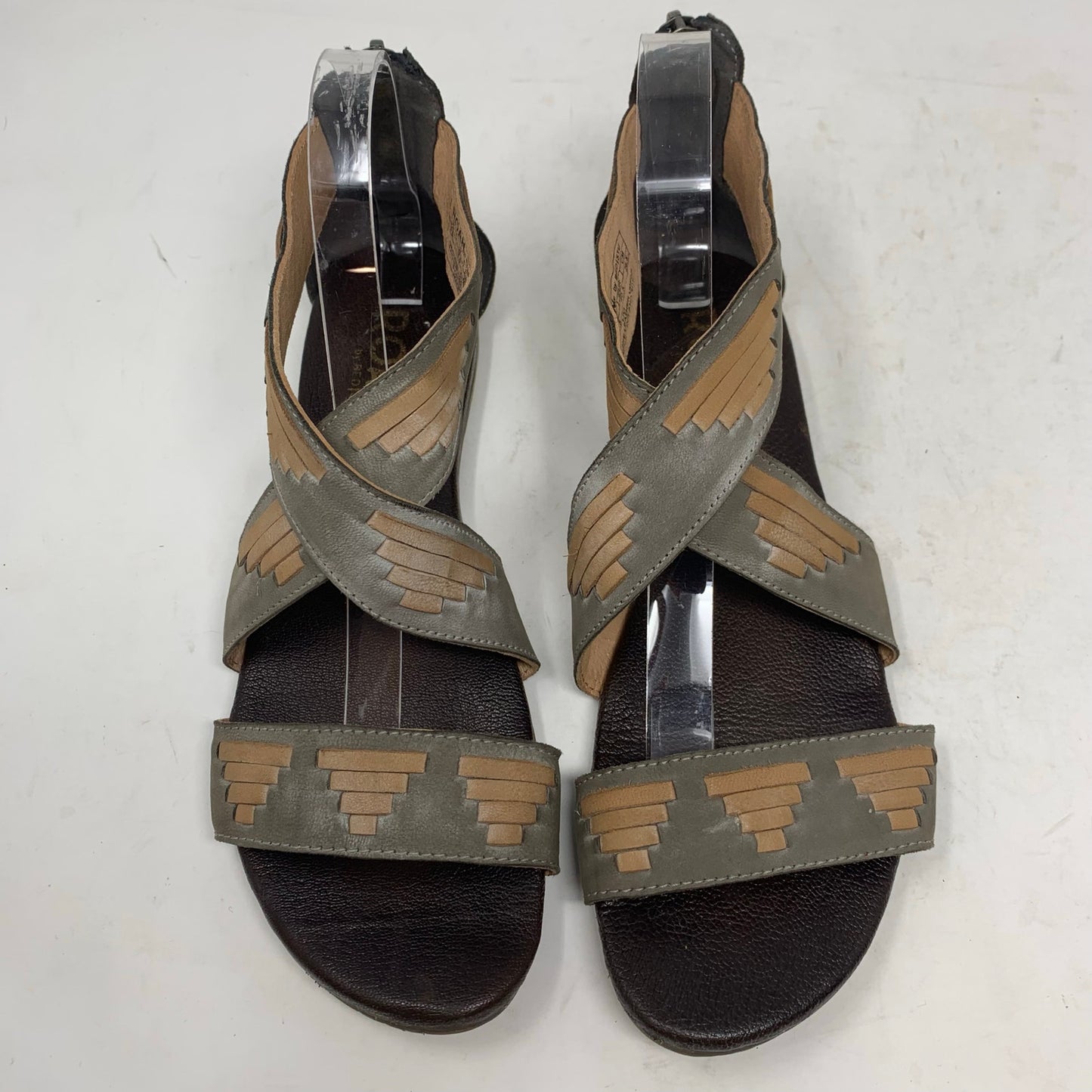 ROAN by Bed Stu Gray Tan Distressed Leather Gladiator Livi Sandal Grey Bone 9.5