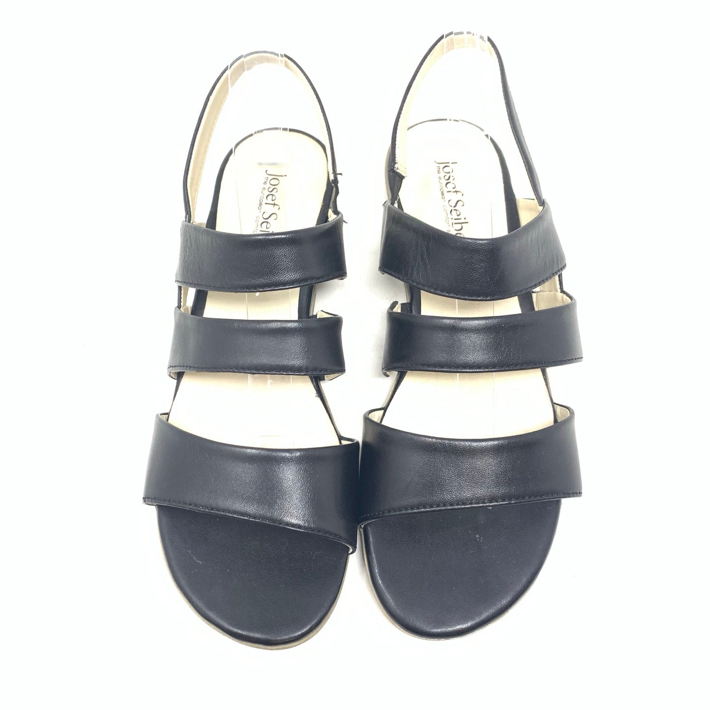Josef Seibel Fabia 11 Size 39 Strappy Black Leather Sandal Slingback