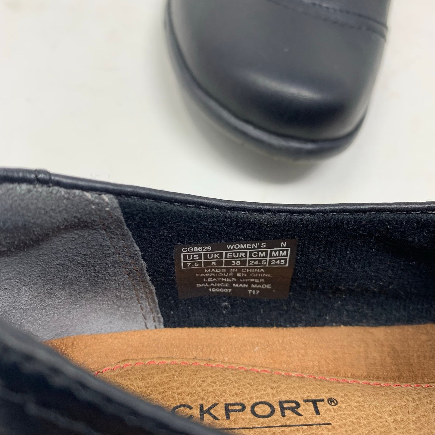 Rockport Cobb Hill Penfield Womens Zip Flat Comfort Shoe Black Leather Size 7.5