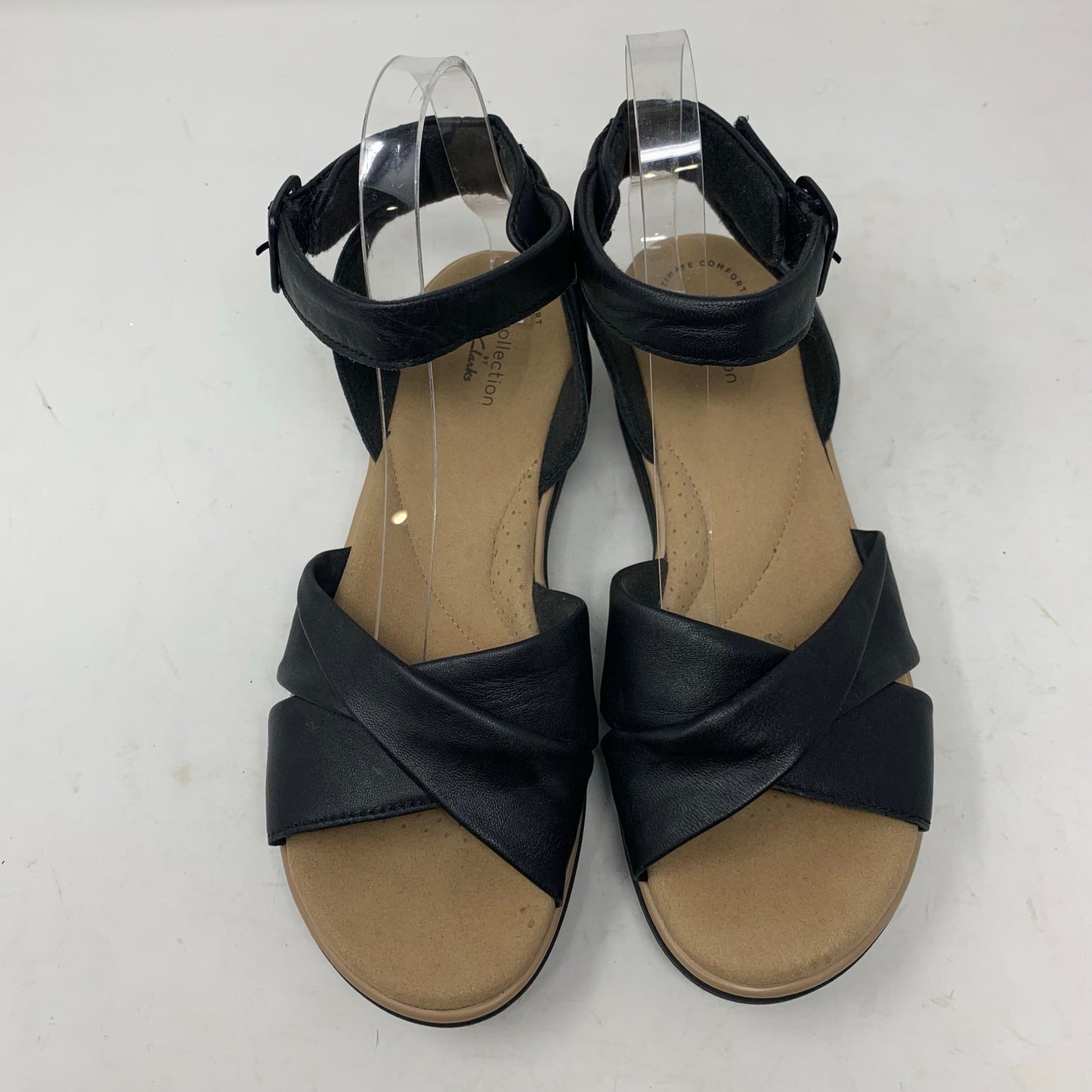 Clarks Collection Jillian Bella Black Leather Ankle Strap Sandal Size 9