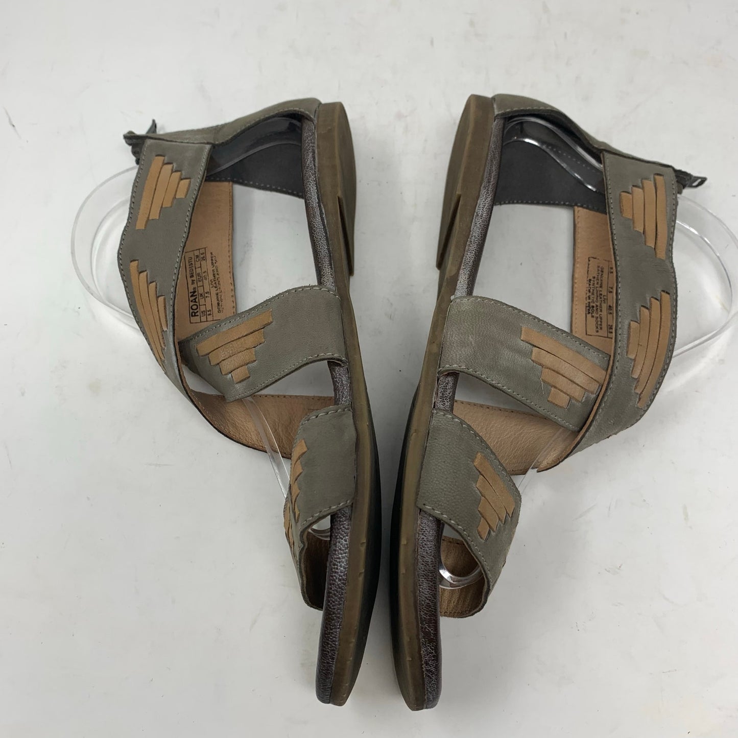 ROAN by Bed Stu Gray Tan Distressed Leather Gladiator Livi Sandal Grey Bone 9.5