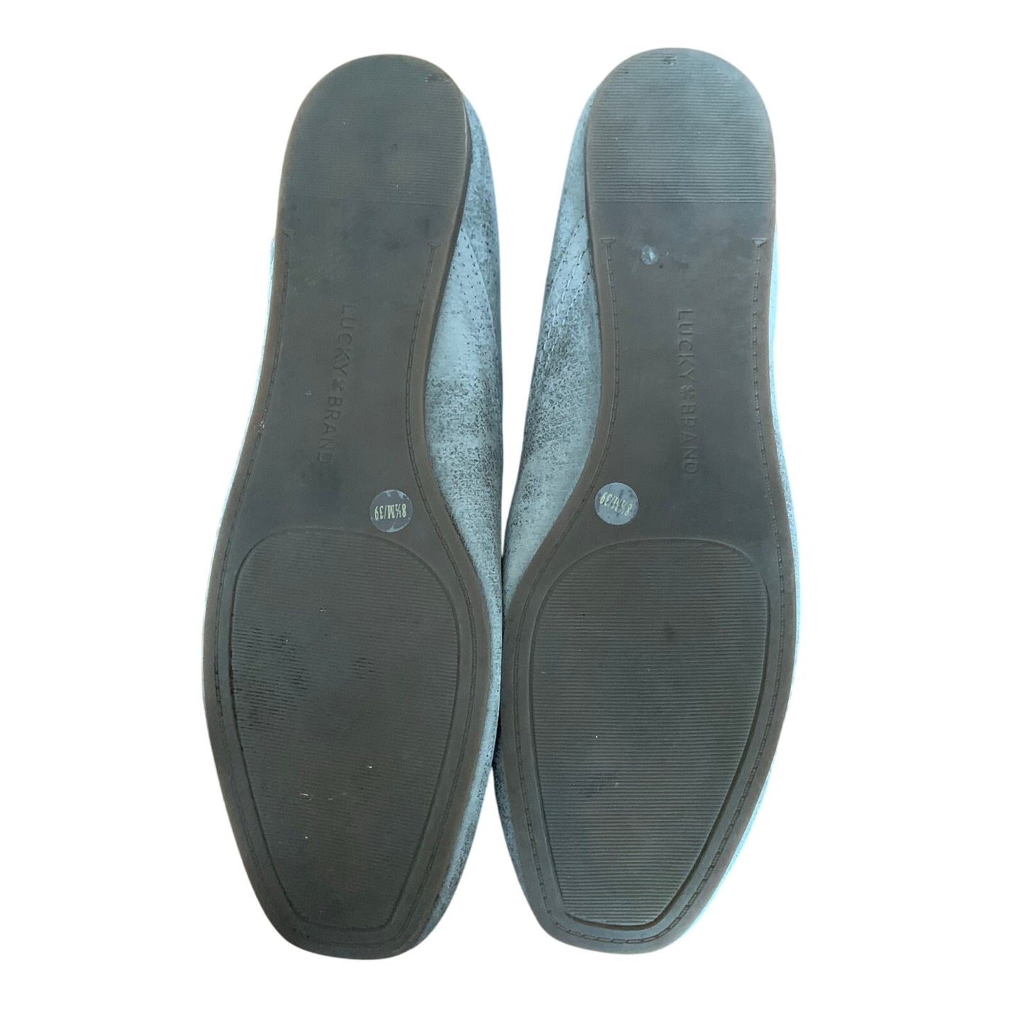 Lucky Brand Alba Greige Taupe Size 8.5 Leather Ballet Flat Loafer Grey