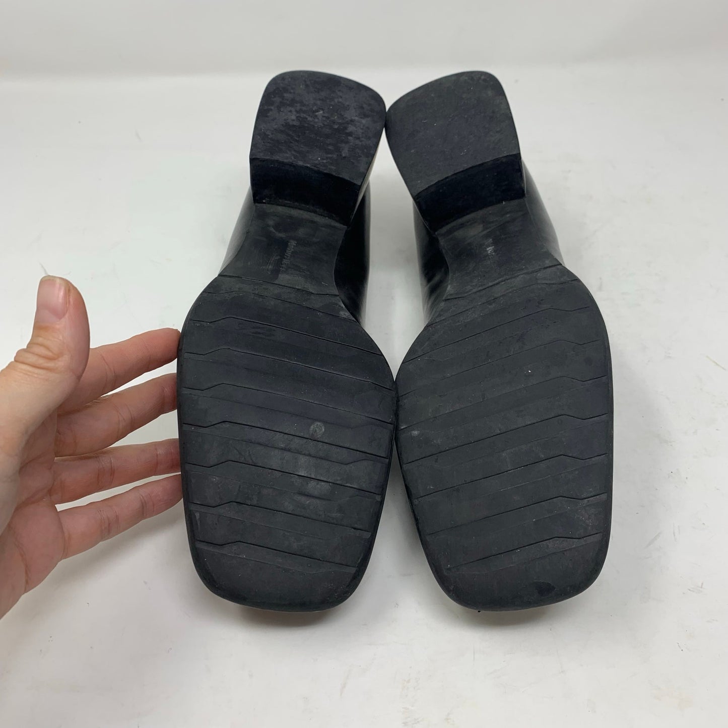 Naturalizer Black Leather Square Toe Chunky Block Heel Pump Y2K 885N88 Size 10N