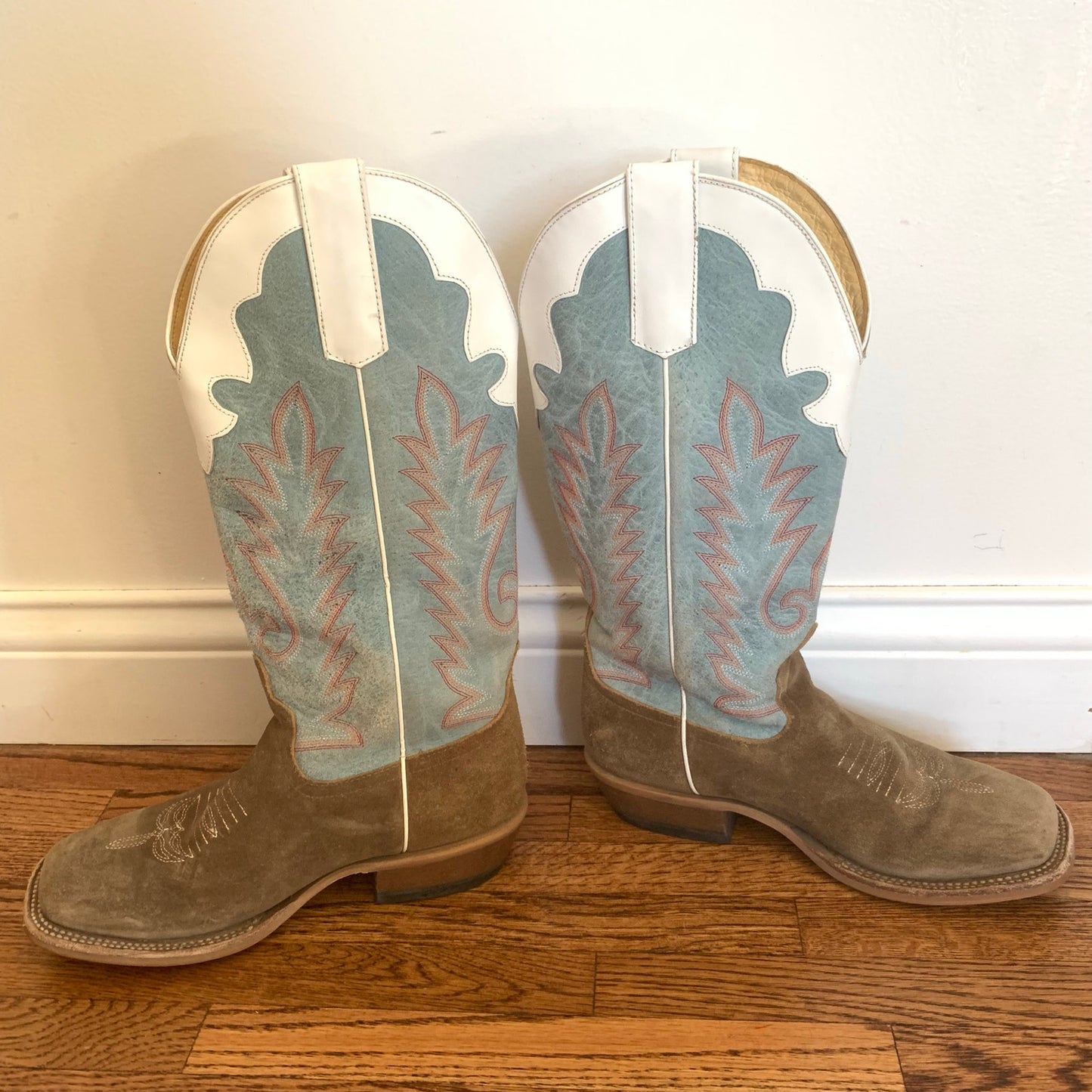 Anderson Bean Youth Size 5 Coyote Sand Sky Blue Western Cowboy Boots ABK7096