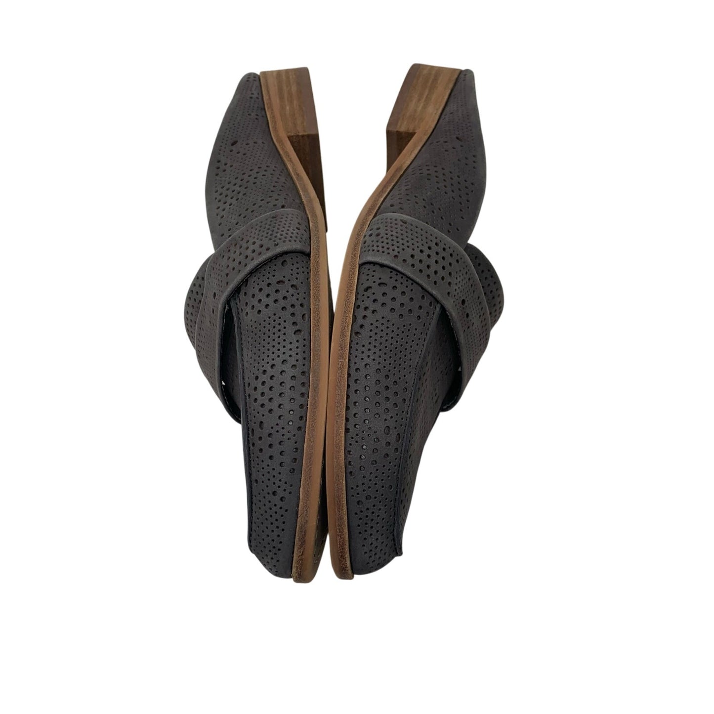 Vince Camuto Kaylana Size 9 Grey Nubuck Leather Mule Loafer Slide Micro Perf