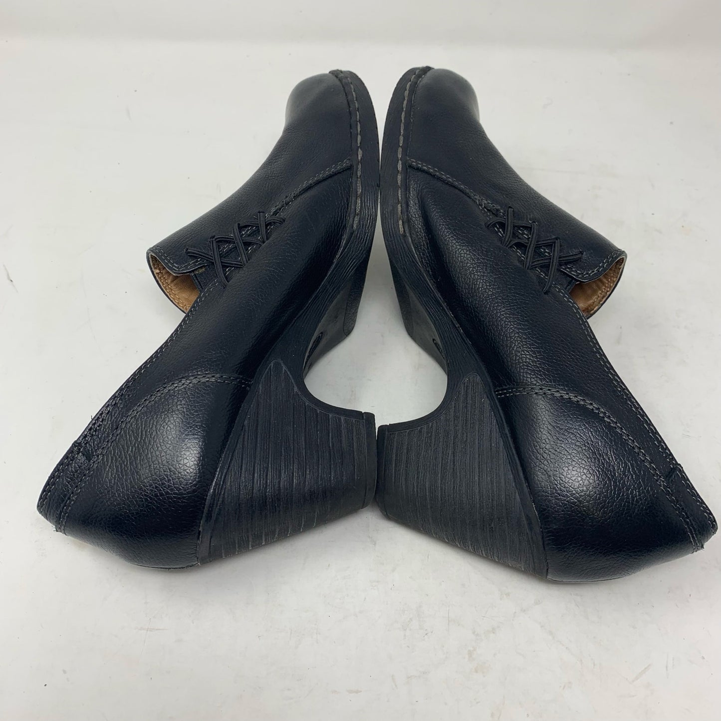 Eurosoft By Sofft Taja Size 9 Black Leather Slip On Mid Heel Comfort Shoe