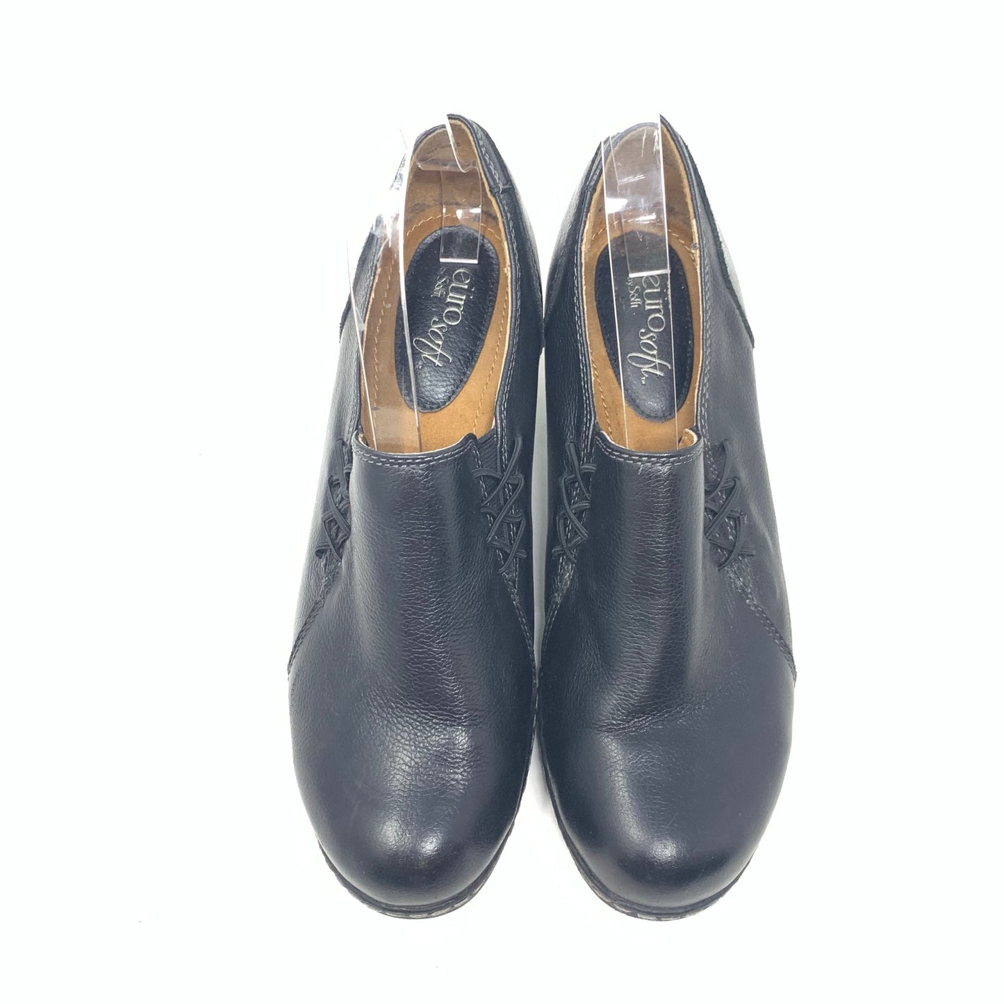 Eurosoft By Sofft Taja Size 9 Black Leather Slip On Mid Heel Comfort Shoe