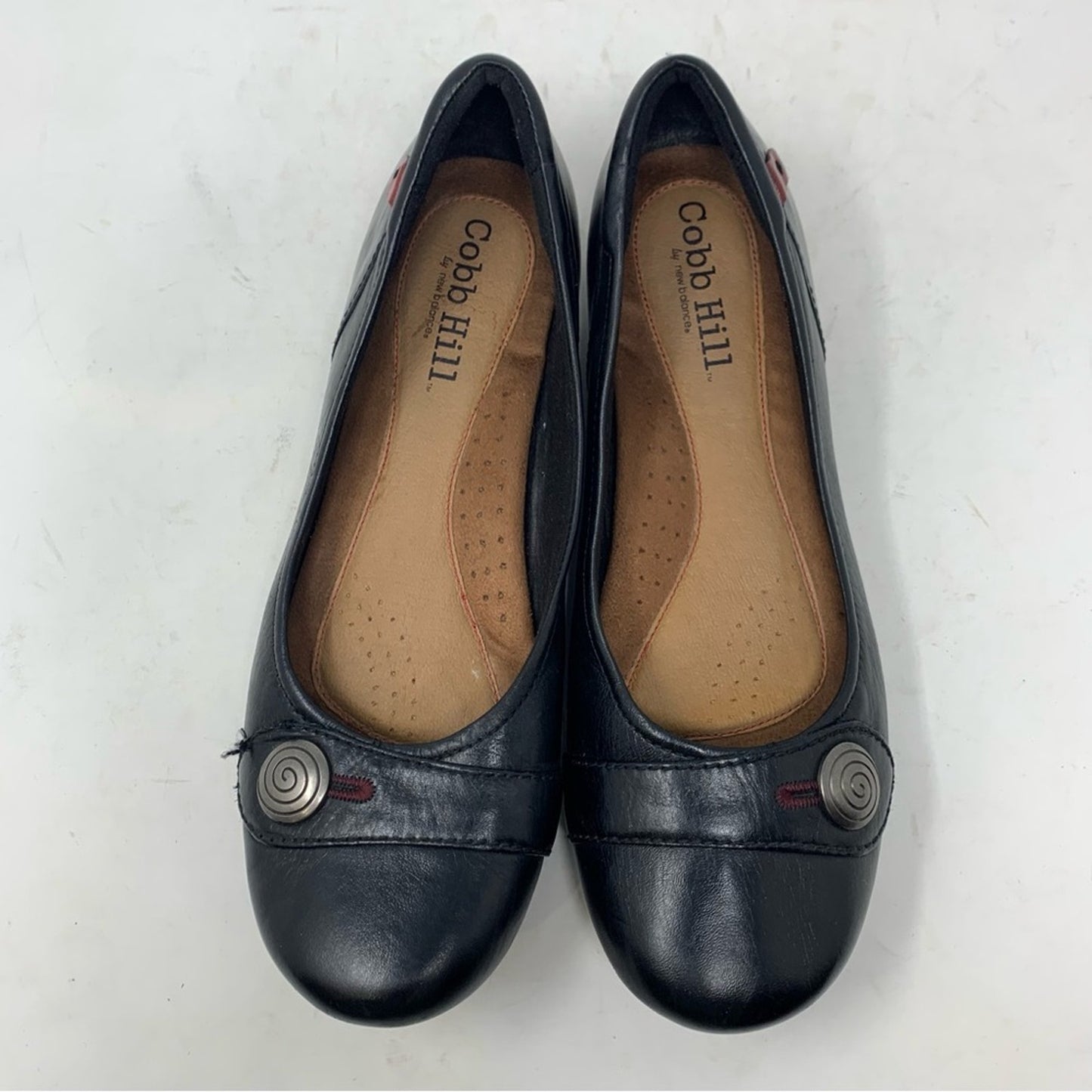 Rockport Cobb Hill Emma 10 N Black Leather Flats Classic Comfort Shoe