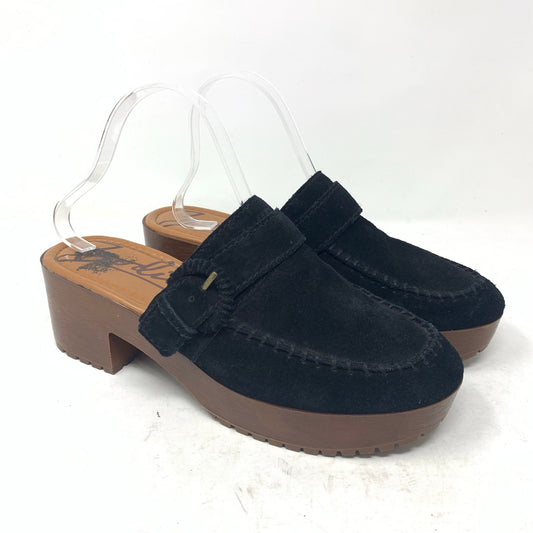 Zodiac Raine Black Suede Leather Moc Toe Platform Chunky Mules Clogs Size 10 Y2K