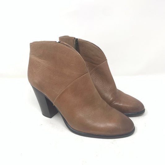 Vince Camuto Franell 8.5 Brown Leather High Heel Bootie Ankle Boot