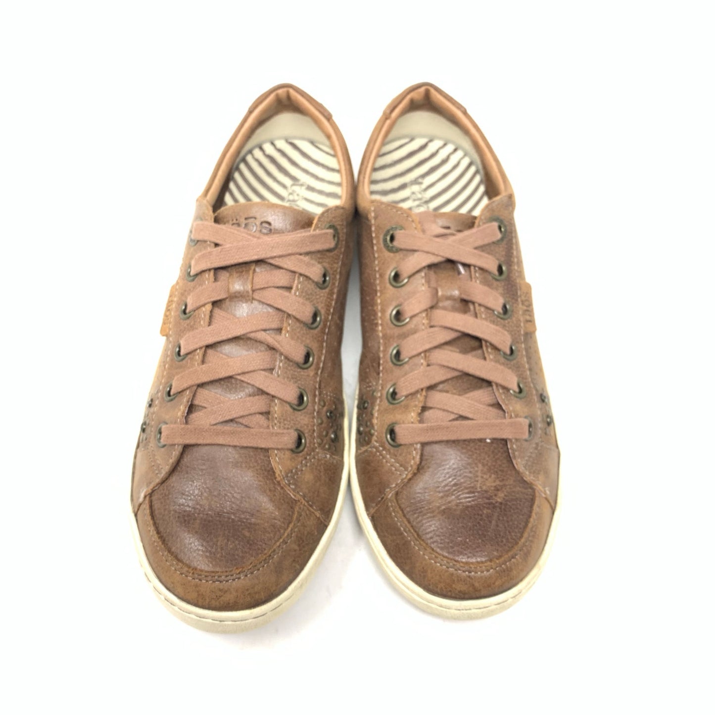 Taos Freedom 8.5 Brown Leather Lace Up Sneakers Studded Distressed Casual