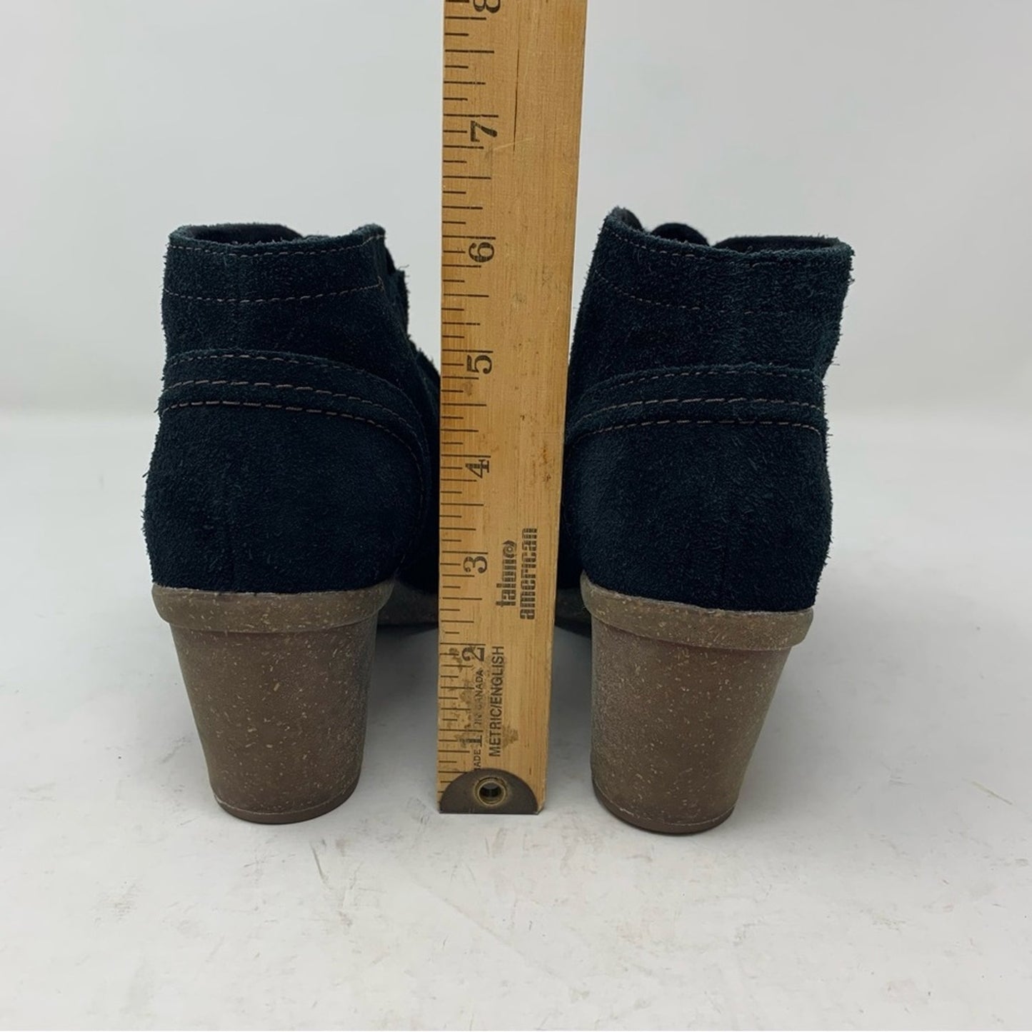 Clarks Artisan Carleta Lyon Black Nubuck Lace Up Ankle Boot Bootie 8 Chunky Heel