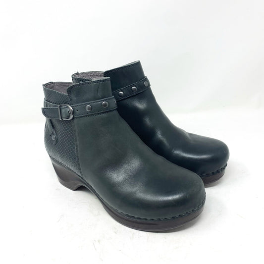 Sanita Dakota Size 39 Dark Pewter Charcoal Grey Leather Boots Ankle Booties Zip